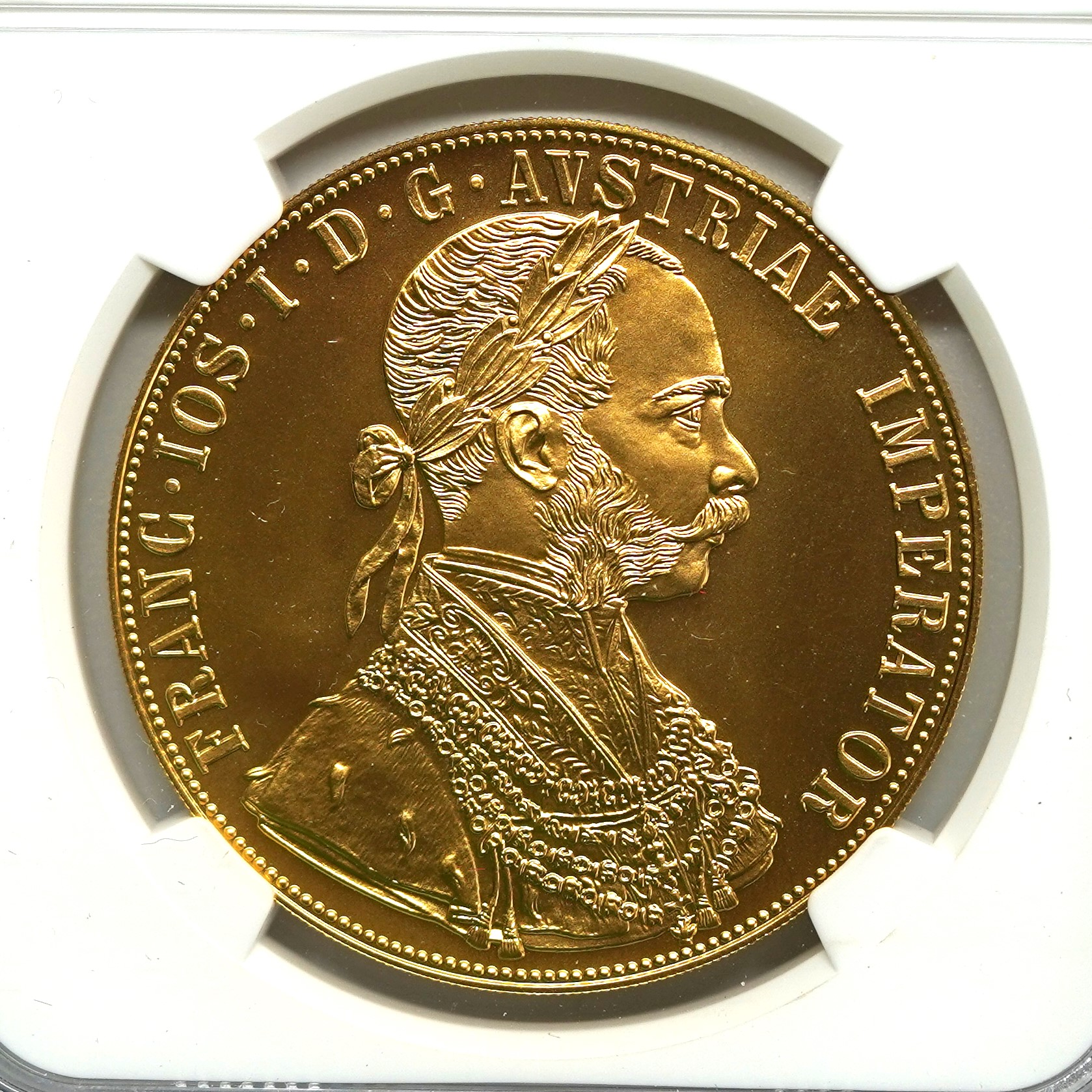 【Sold】1915年 フランツ・ヨーゼフ1世 4ダカット金貨 リストライク MS70 NGC ソブリンパートナーズ